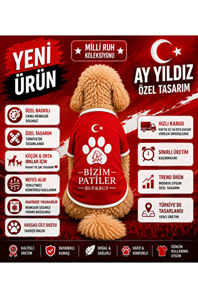 Buf & Buf Milli Takım Pati Forması – Küçük Orta Irk Kedi Köpek Kıyafeti