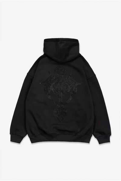 Fadeback Hanorac cu strasuri Goth supradimensionat