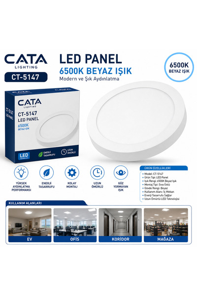 Cata CT-5147 LED PANEL 6500K (beyaz ışıklı)