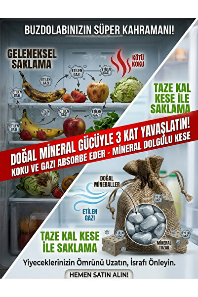 Taze Kal Buzdolabı Koku Giderici ve Tazelik Kesesi - Meyve Sebze Ömrü Uzatıcı...