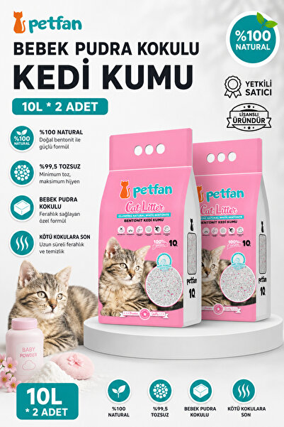 PETFAN Bebek Pudra Kokulu Bentonit Kedi Kumu (2*10L)