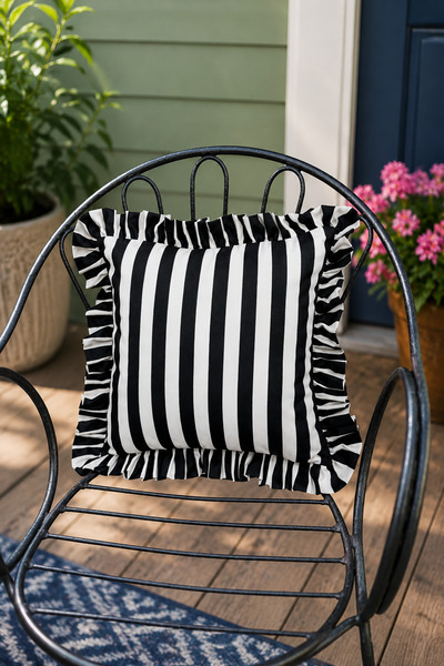KaiHome Stripe Square Ruffle Throw Pillow Cover / Pillow Case