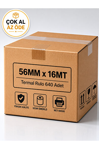 KHR 56X16 MT Termal Pos Rulosu (640 Adet) - (1 Koli) Yüksek Kaliteli Yazarkas...