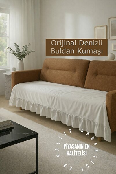 Deko Dekor Fırfırlı Koltuk Örtüsü (90x200) Buldan Ham Keten En Kaliteli Gerçe...