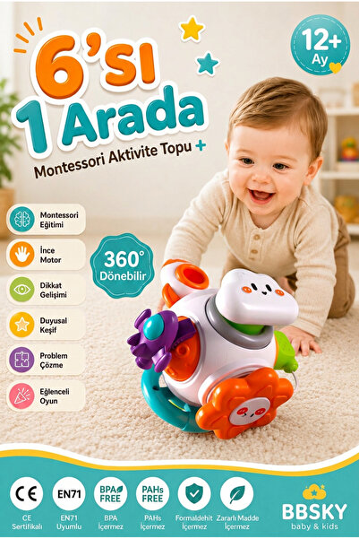 BBSKY Montessori Eğitici Bebek Oyuncağı 6'sı 1 Arada | Duyusal Motor Beceri 1...