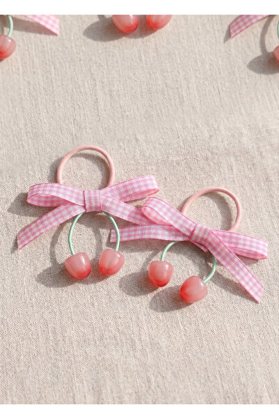 Toka Sepetim Pembe Kirazlı Lastik Toka 1 Çift