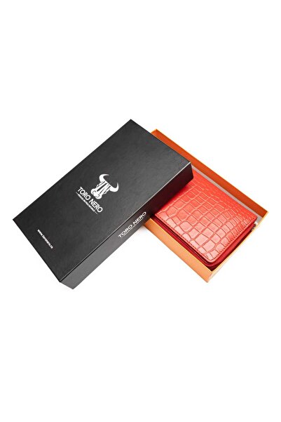 TORO NERO Portofel de damă din piele naturală, Gia roșu, protecție RFID