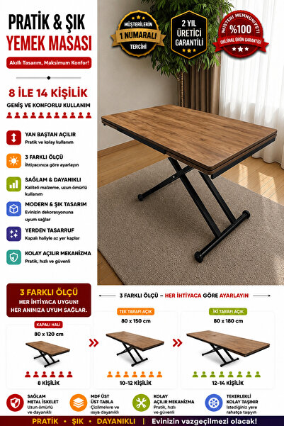 SEHPAM AKILLI Yan Baştan Açılır Akıllı Yemek Masası Oval Mdf Tabla Alt Mekani...