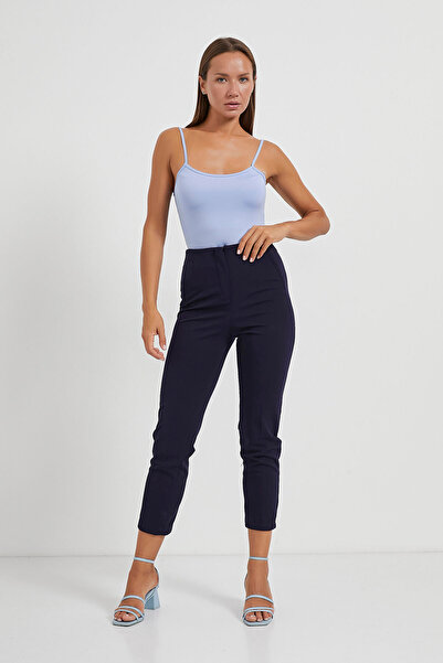 Arma Life Women's High Waist Basic Casual Navy Stretchy Trousers