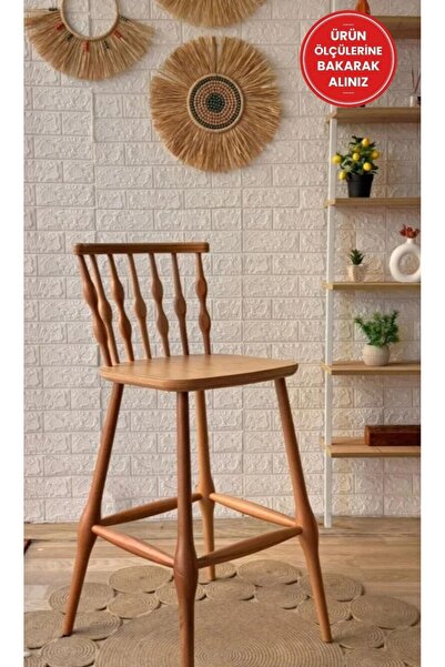 silla Boncuk Bar Sandalyesi Naturel Ahşap Ada Sandalye (1ADET)