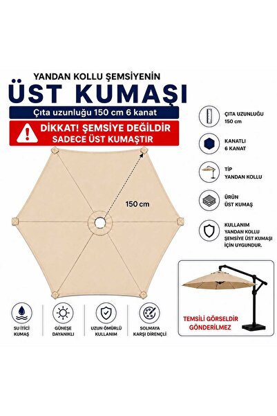 Şemsiyecim Yandan Kollu Şemsiye Üst Kumaşı 150 cm 6 kanat Su İtici
