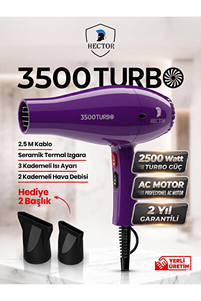 Hector Professional 3500 Turbo Blow Dryer 2400 Watt Purple