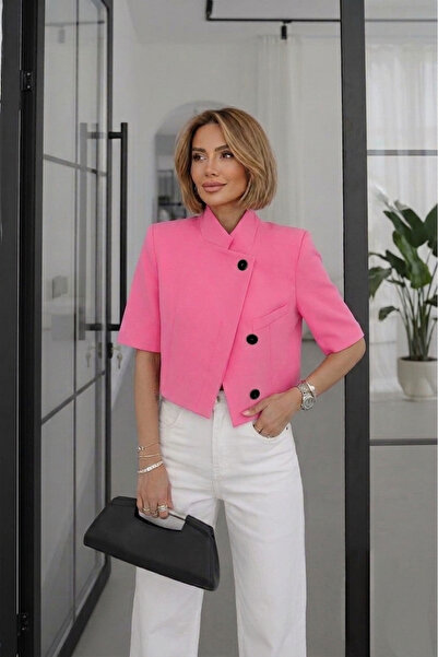 Safgiyim44 Kısa Kollu Crop Blazer Ceket