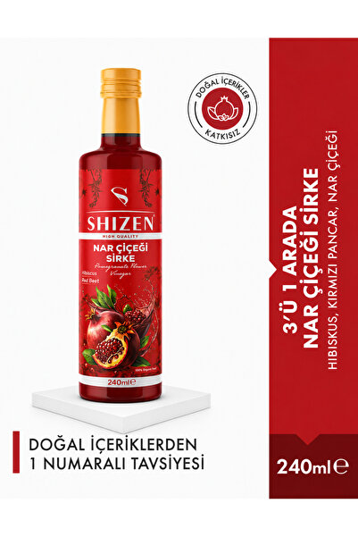 Shizen Nar Çiçeği Sirkesi 330 ml Doğal Fermente Hibiskus Pancar İçerikli Bitk...