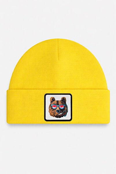 BlackBörk Yellow Children's Beanie with Bear Logo