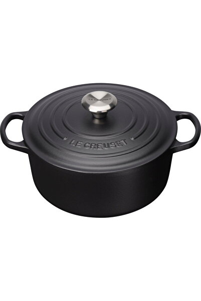 Le Creuset Caserolă Signature rotundă 24 cm neagră