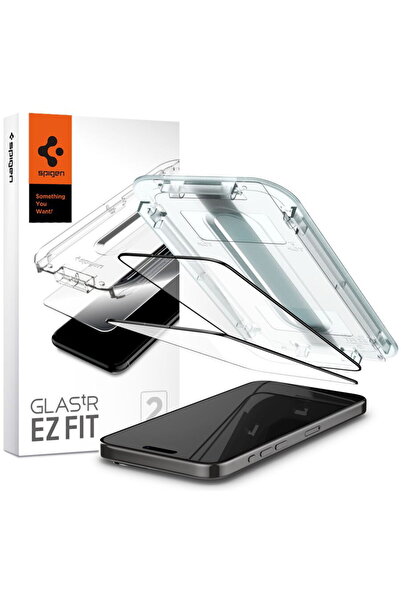 Spigen Folie pentru iPhone 15 Pro (set 2) - Glas.TR EZ FIT - Negru