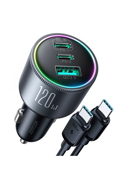Joyroom JR-CCN07 Cablu USB-C Include 1x USB-A + 2x USB-C 5A 120W Negru