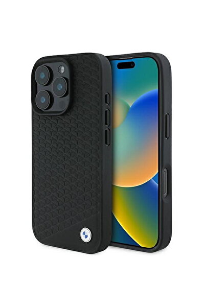 BMW iPhone 16 Pro Max - Δερμάτινο με Μεταλλικό Λογότυπο Διαμαντιών MagSafe (B...