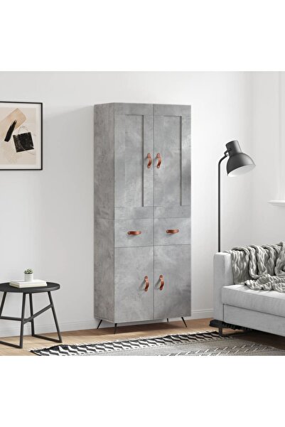 Concept Dulap înalt, gri beton, 69,5x34x180, lemn compozit