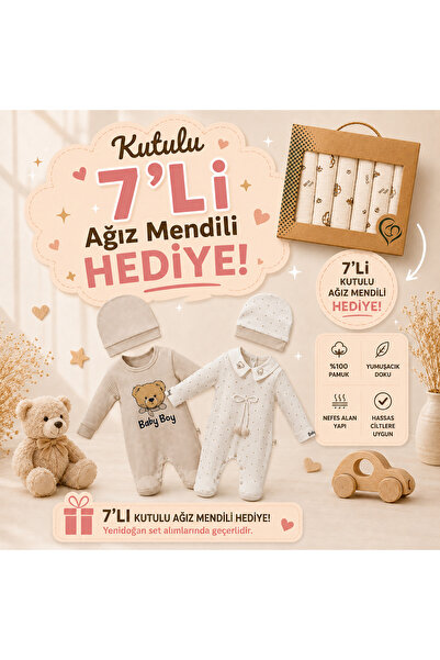 minicayzen YENİ DOĞAN ERKEK BEBEK 3/6 AY BABY BOY 2Lİ TULUM SETİ