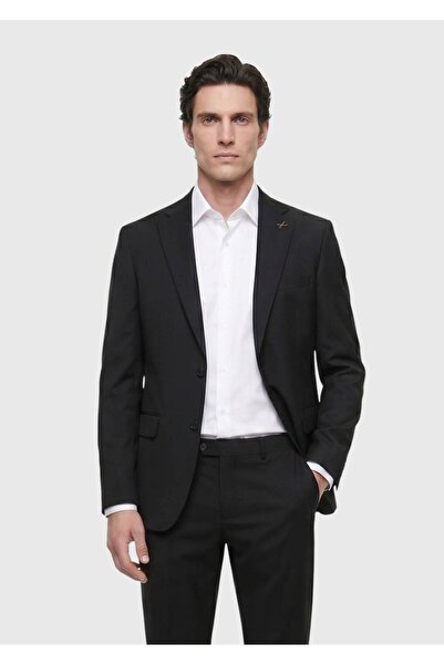 Ramsey Black Plain Modern Fit 100% Wool Suit