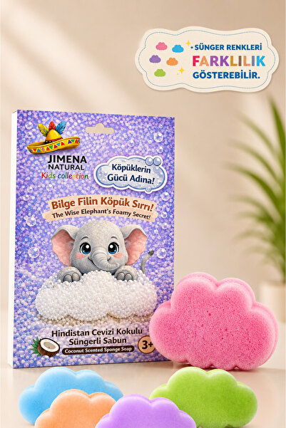 Jimena Natural Elephant Themed Cloud Sponge Soap, Coconut Scented Foam Soap f...