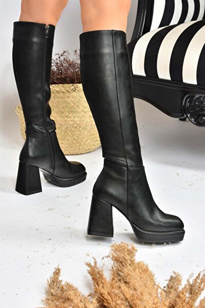 Fox Shoes Černé dámské boty na podpatku na platformě L282390109