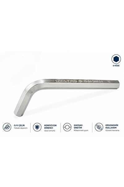 İzeltaş 4900 22 0100 Allen Anahtar Altı Köşe 10 mm Standart Boy Tekli Alyan 1...