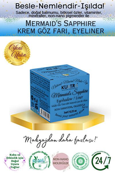 KUATRA Mermaid's Sapphire Cream Eyeshadow, Eyeliner with Natural Ingredients.
