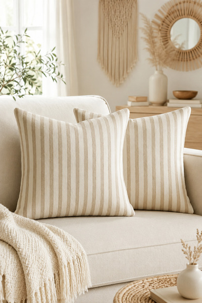 KaiHome 2-Pack Cotton Linen Bohemian Style Throw Pillow Cover Modern Decorati...