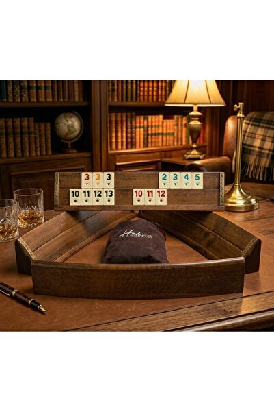 Helena Wood Art Oval El Yapımı Masif Ahşap Okey Takımı Sade