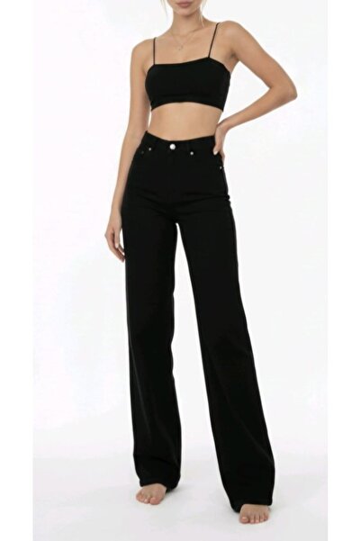 DRC trend Vanes High Waist Black Jeans Black Loose Jeans Lycra Flexible Palazzo