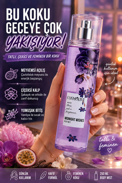 Cosmolive Vücut Spreyi Body Mist | Bombshell | Midnight Wishes | Kadın | Işıl...