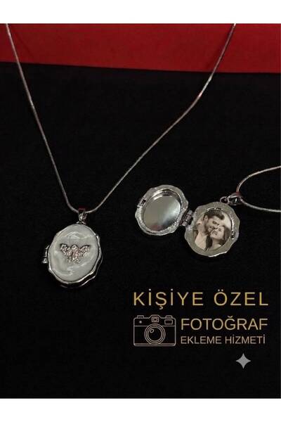 Melisa Takı & Aksesuar 316L Çelik Gümüş Renk Açılır Resimli Kolye (Fotoğraf e...