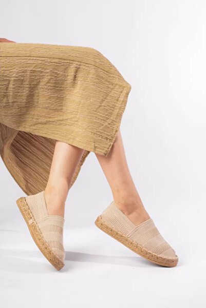 Zerenyus Espadrile Miami Premium pentru femei, bej, din tricotaje, cu împache...