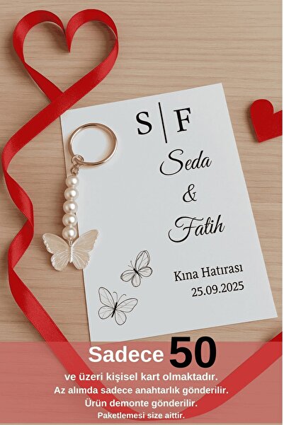 Emtory Home Kişisel 10 Adet Kelebek Anahtarlık - Kına Hediyesi - Nikah Hediye...