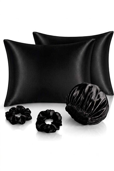 Premium Set Double Silky Satin Pillow Case Buckle And Bonnet Curly Straight Wavy Hair