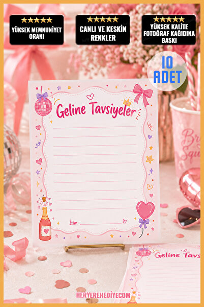 heryerehediye Eğlenceli Geline Tavsiyeler Kartı - Bride To be - Bekarlığa Ved...