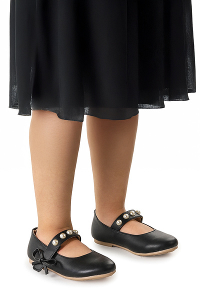 Kiko Kids حذاء باليه للفتيات من Bareti Skin Pearl Daily Velcro