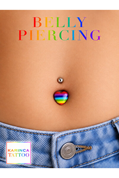 Karınca Piercing Gökkuşağı Renkli Göbek Piercingi Kalp Pride Flag Belly Piercing
