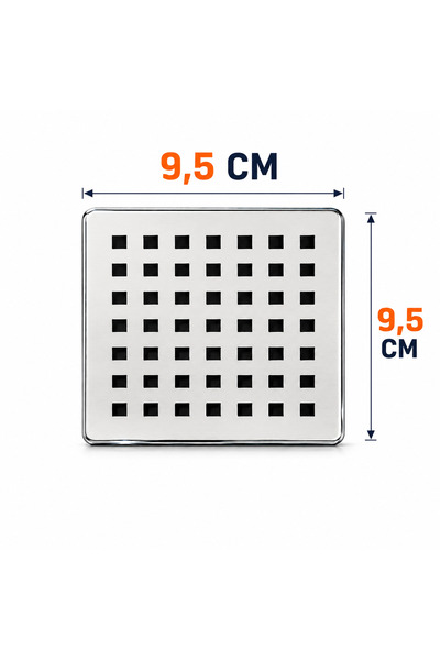 CinaMax Paslanmaz Çelik 9,5x9,5 Kare Delikli Banyo Yer Süzgeç Izgara Üst Kapa...