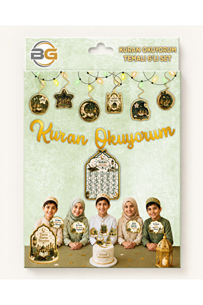 BG Yeşil Renkli Kuran Okuyorum Temalı 6'lı Set