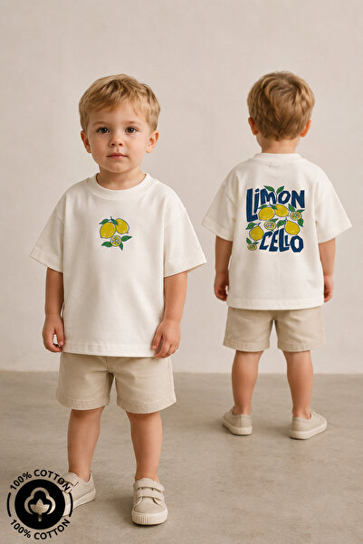 Miniel Unisex Children's Crew Neck Printed 100% Cotton Oversize T-Shirt Baby-...