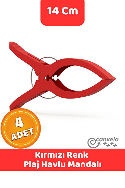 Frater Home Kırmızı 4'lü Büyük Boy (14 CM) Plaj Havlu Mandalı Plaj Havlu Tutu...