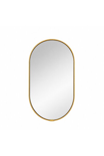 Aşkana Gold Çerçeveli Dekoratif Duvar Aynası, 30 cm, Gold Asma İpli Modern Sa...