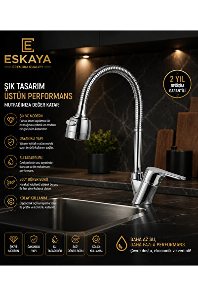 ESHOME Can Rotate 360 Degrees - Bendable Movable Pipe Kitchen Sink Faucet Sin...