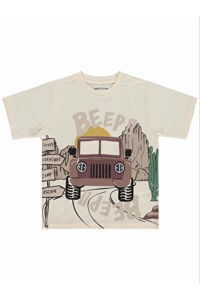 Civil Boys Tricou cu imprimeu Beep Truck pentru copii de 2-5 ani - Ecru