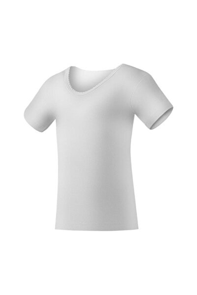YILDIZ 6 Pieces Girls Ribbed Short Sleeve Undershirt Athlete White 3013