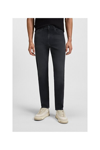 BOSS Siyah konfor esnek denim dar kesim kot pantolon